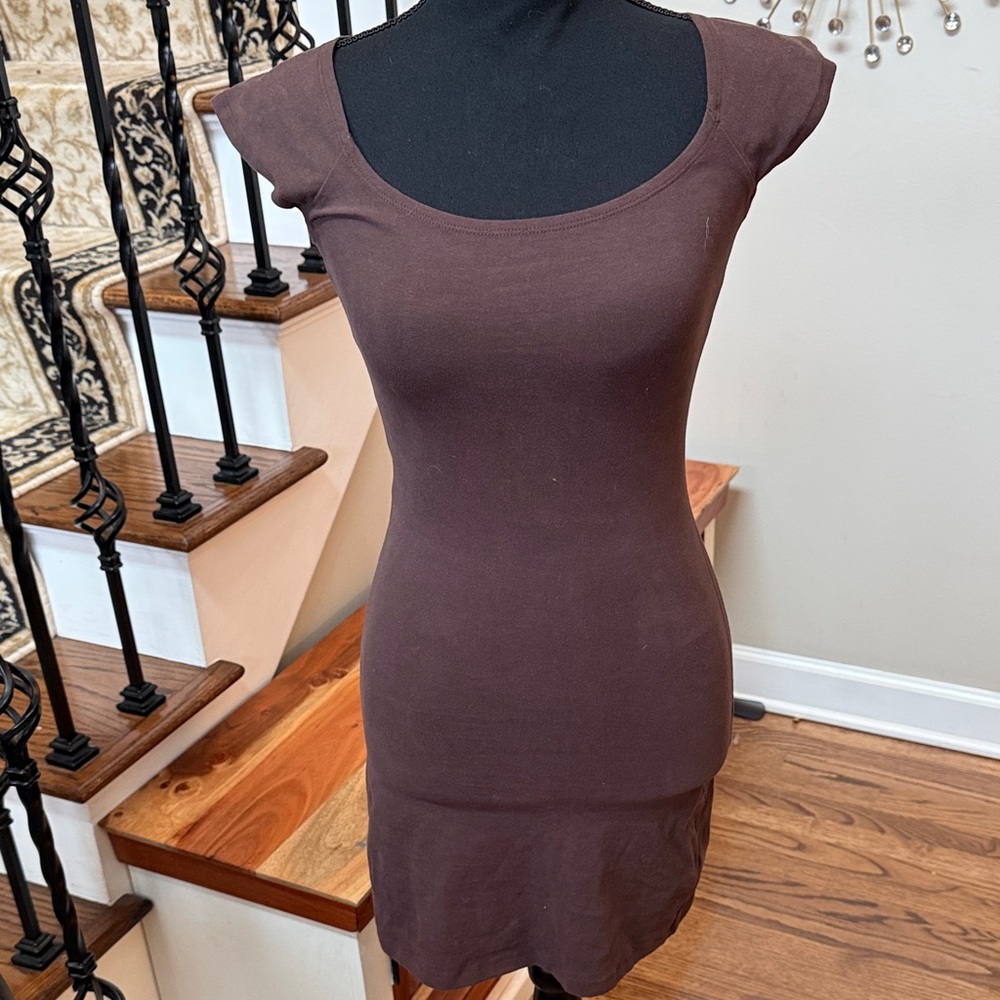 Rumored Chocolate Brown Mini Dress slim fit Size M